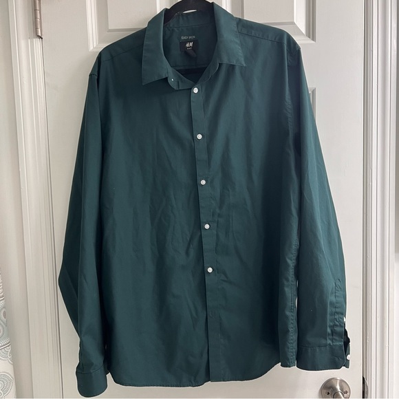 H&M Shirts Hm Mens Green Button Down Shirt Poshmark